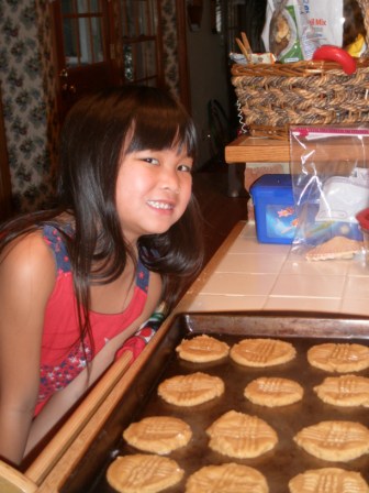 Kasen with cookies ready for the oven